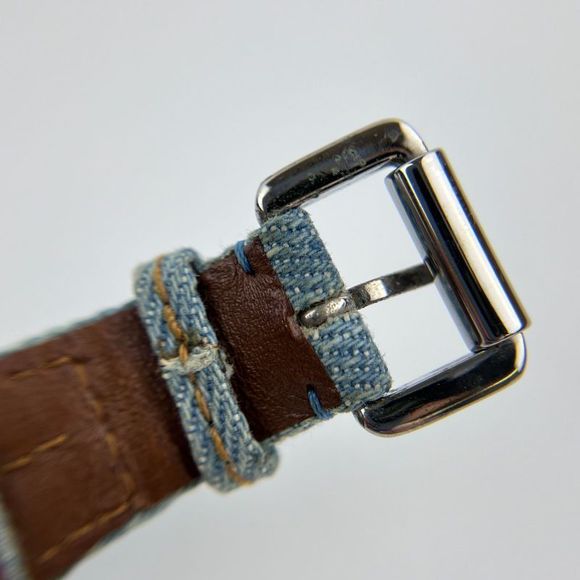 Christian DIOR Accessories Bracelet Bangle Dior Logo Blue Denim Vintage Women - Picture 6 of 16